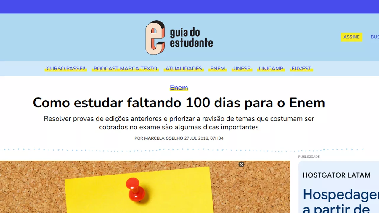 Matéria do Guia do Estudante sobre como estudar faltando 100 dias para o Enem